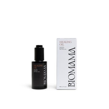 Biomama Skincare Healing Oil bottle and box