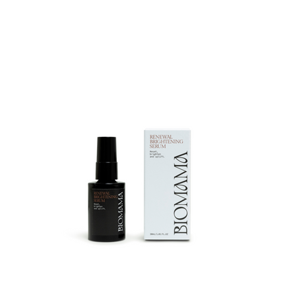 Biomama Skincare Renewal Brightening Serum bottle and package